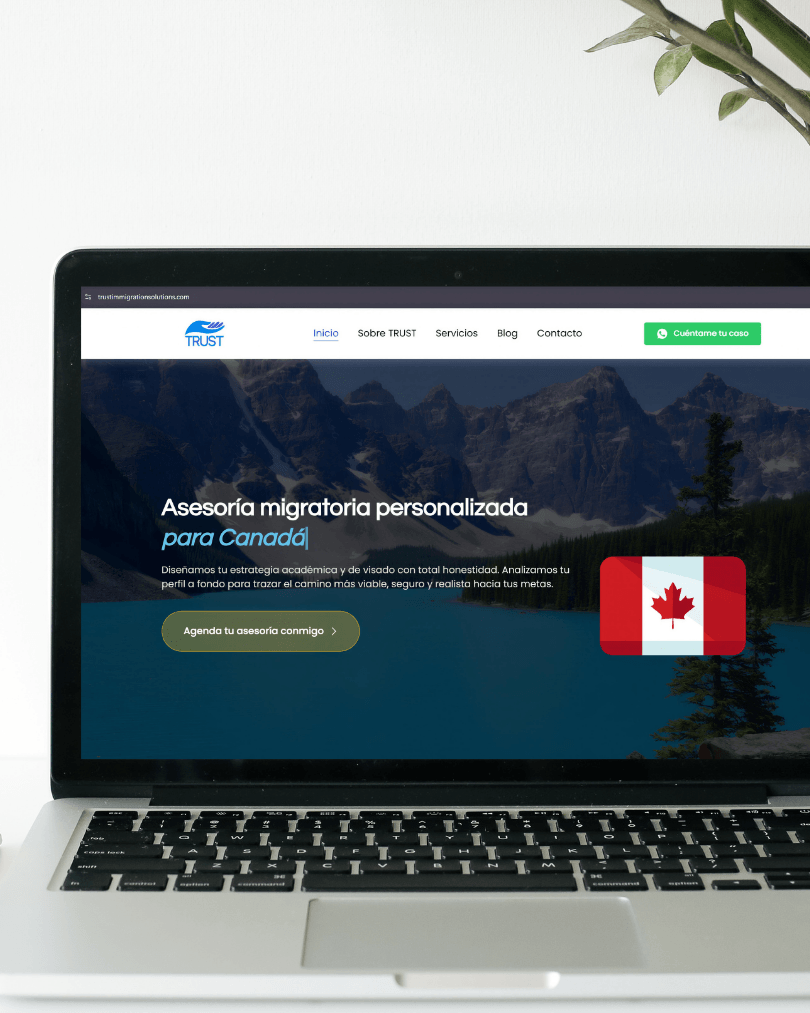 Vista previa de la sección principal del proyecto web para trust